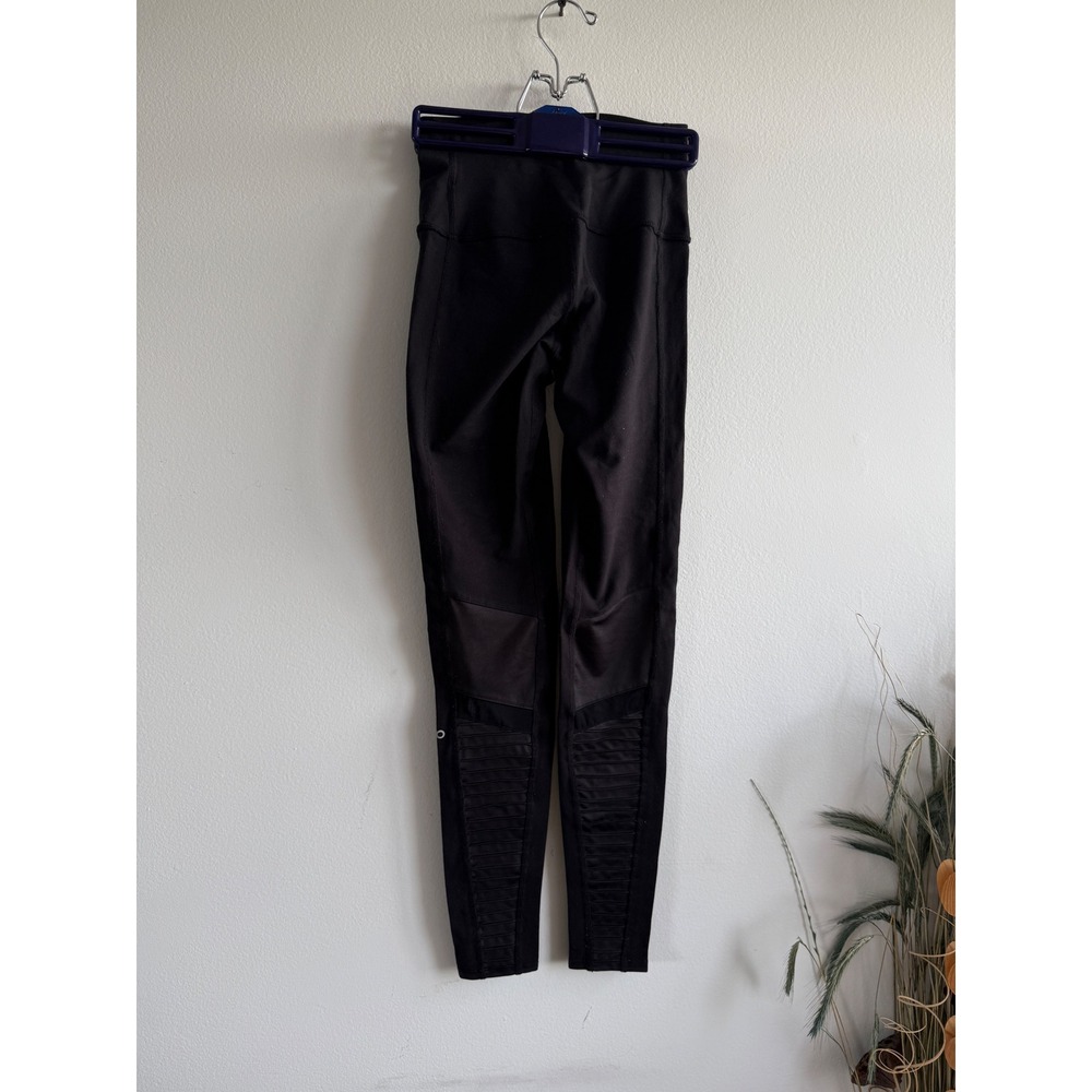 Alo Yoga Moto Leggings Black Quilted Mixed Media Activewear XS W5494R